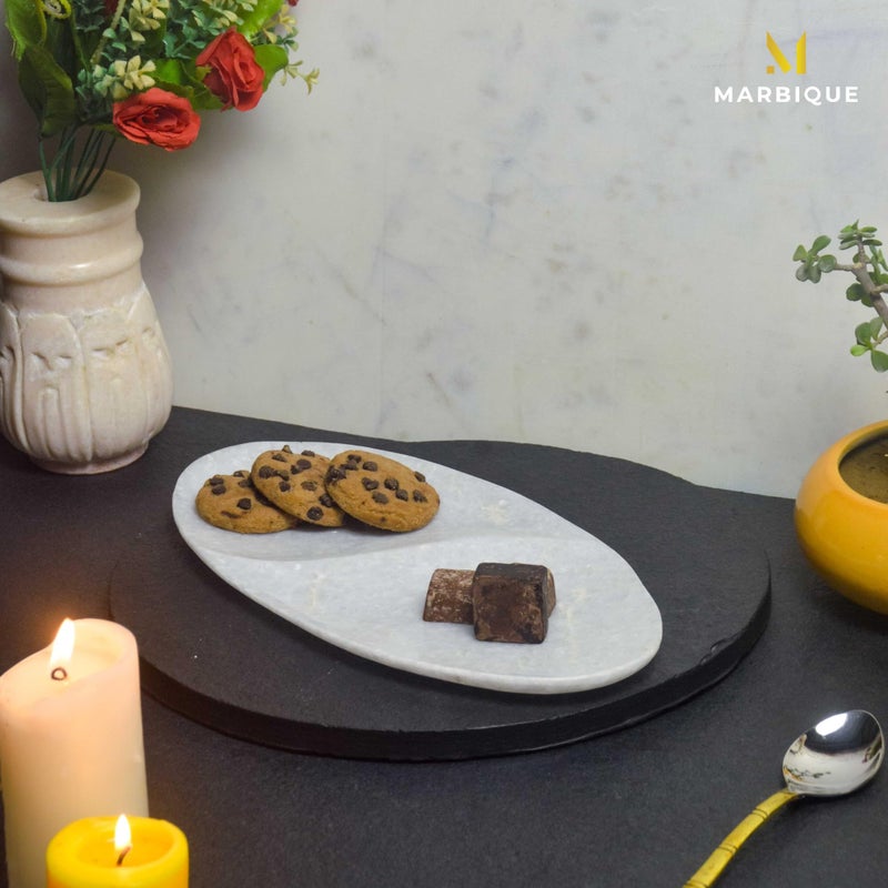 MARBIQUE Premium White Marble Tray Platter Serving Board 30×15 cm - Image 2