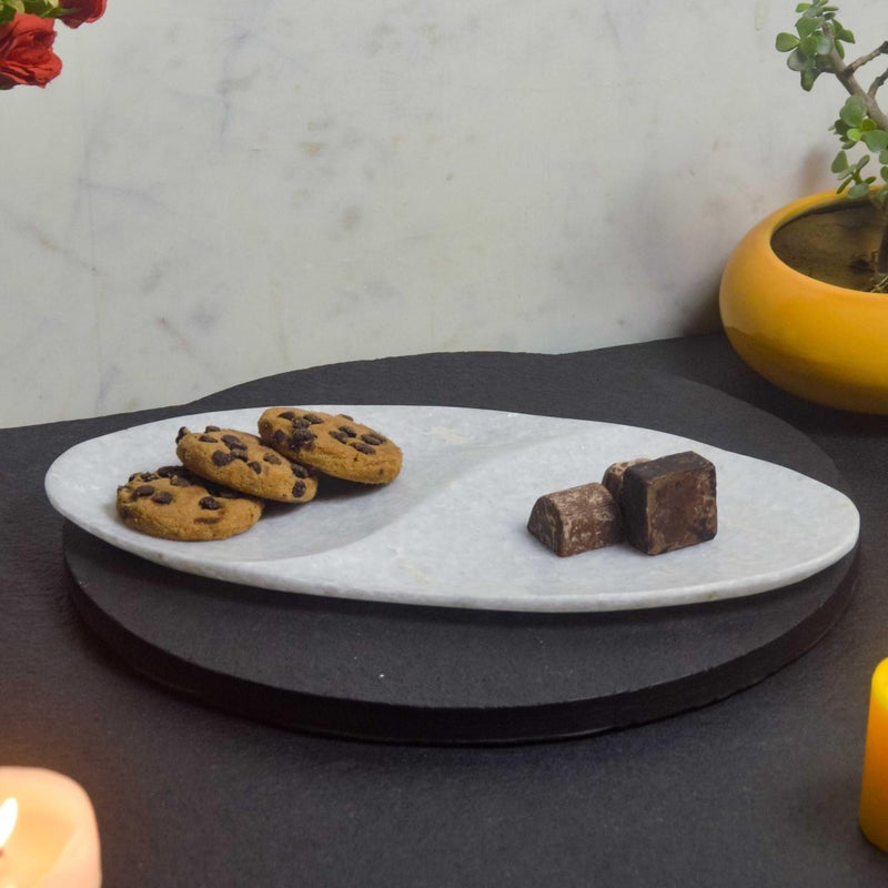 MARBIQUE Premium White Marble Tray Platter Serving Board 30×15 cm - Image 1