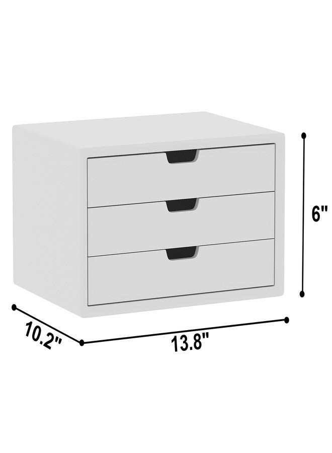 LitaEther Desk Organizer with 3 Drawers, ALEX Drawer Unit, Chic White Wood Cosmetic Makeup Organizer for Office Vanity Tabletop Storage 13.8"X 6"X10.2" - Image 2