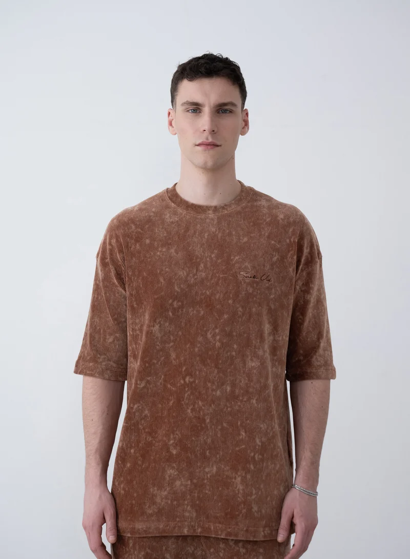 مراكش تيشيرت برقبة دائرية واكمام قصيرة للرجال – بني
