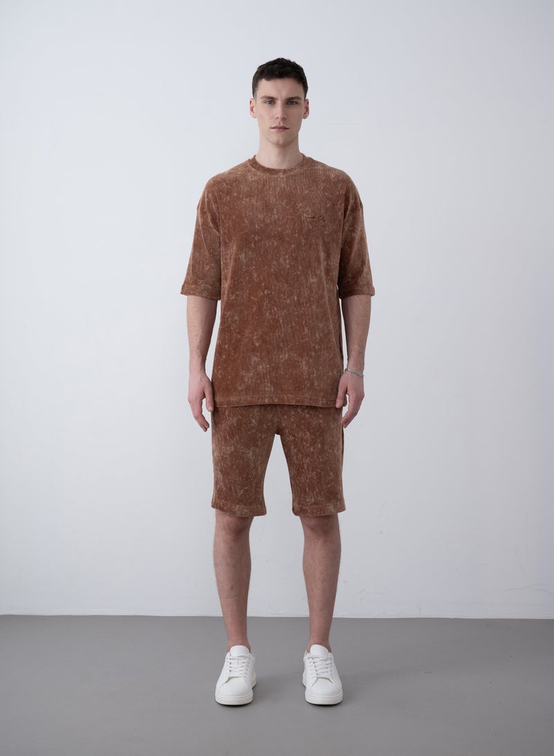 مراكش تيشيرت برقبة دائرية واكمام قصيرة للرجال – بني - Image 3
