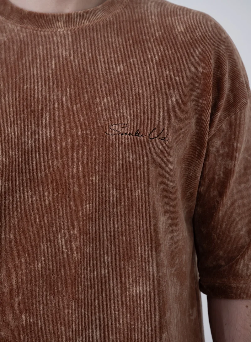 Marrakech Short Sleeves Round Neck T-Shirt for Men – Brown