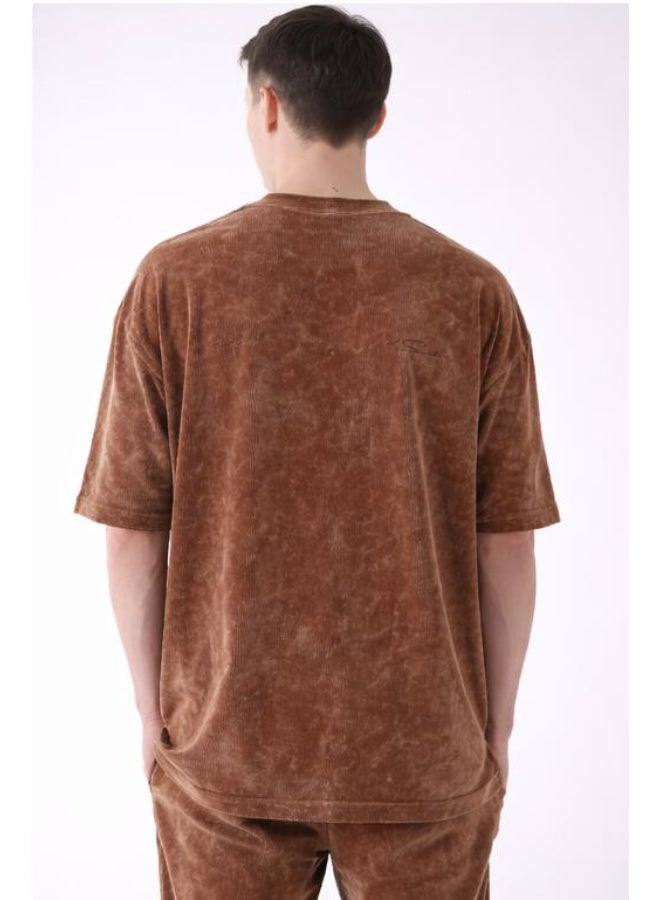 Marrakech Short Sleeves Round Neck T-Shirt for Men – Brown - Printed Design on Front - Image 4