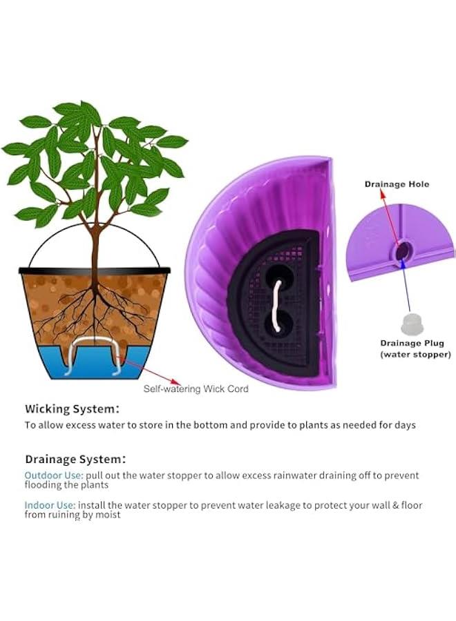 HOOKOR Colorful Resin Wall Hanging Planter Pot, 4Pcs Plastic Flower Pot, Garden Living Wall Mount Window Hang Indoor Outdoor Plant Flower Basket for Balcony Railing Shelf Fence Bedroom Trellis - Image 3