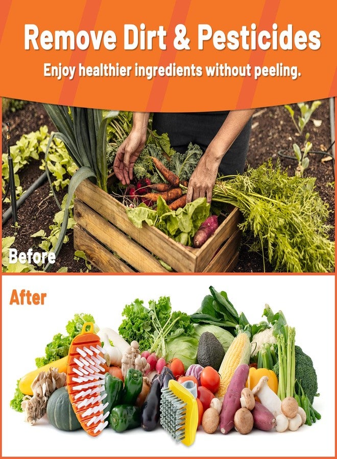 SIMPOR 2 Pack Vegetable Brush Potato Scrubber for Food, Flexible Carrot Shape Veggie Brush and Finger Ring Fruit Cleaning Brush, Kitchen Produce Scrubber for Potatoes Carrots Corn - Image 5