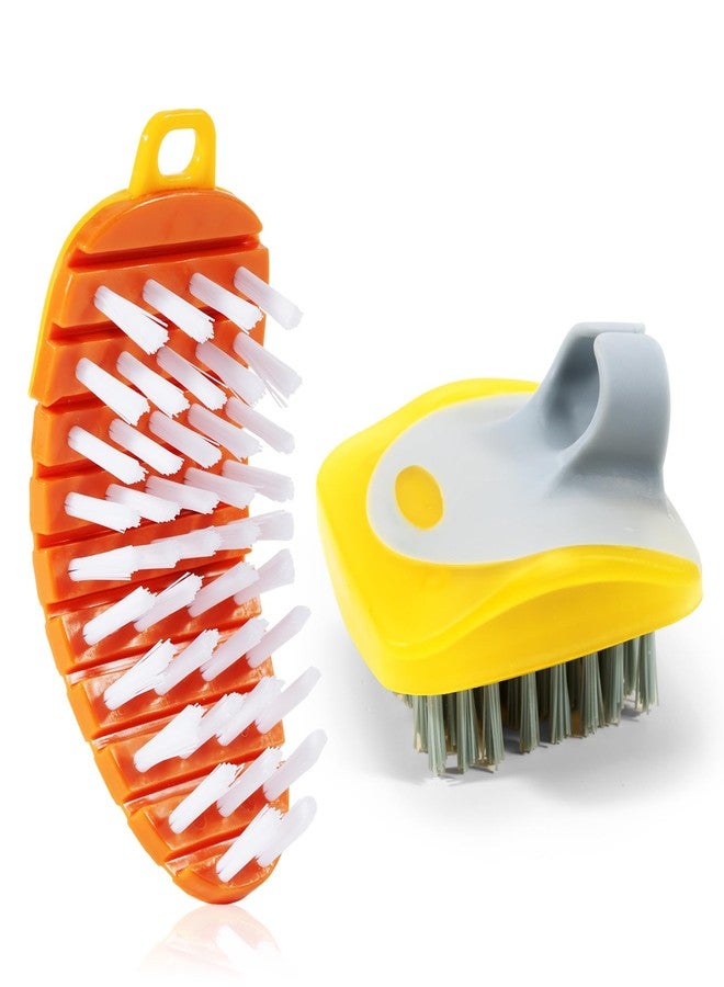 SIMPOR 2 Pack Vegetable Brush Potato Scrubber for Food, Flexible Carrot Shape Veggie Brush and Finger Ring Fruit Cleaning Brush, Kitchen Produce Scrubber for Potatoes Carrots Corn - Image 1