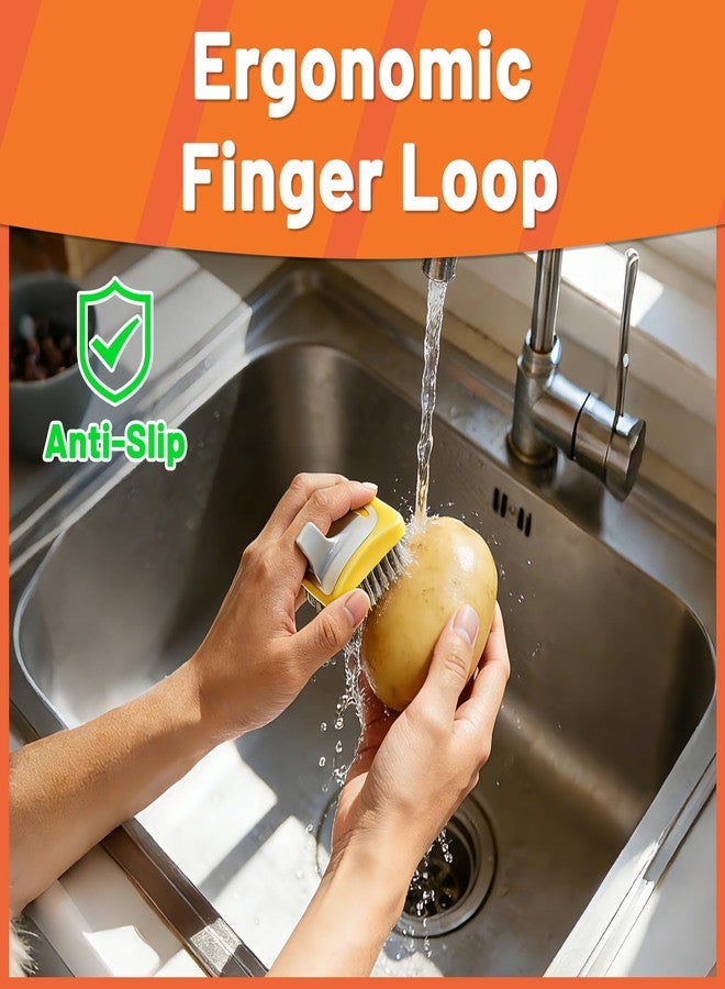 SIMPOR 2 Pack Vegetable Brush Potato Scrubber for Food, Flexible Carrot Shape Veggie Brush and Finger Ring Fruit Cleaning Brush, Kitchen Produce Scrubber for Potatoes Carrots Corn - Image 4