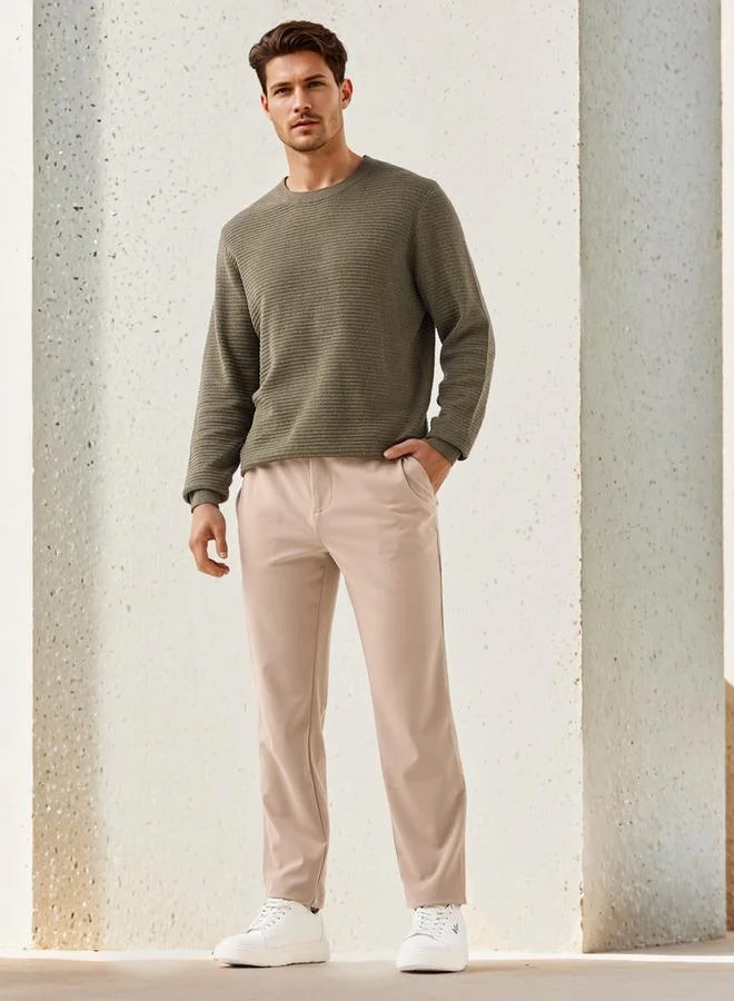 Splash FAV Textured Ottoman Sweater with Crew Neck