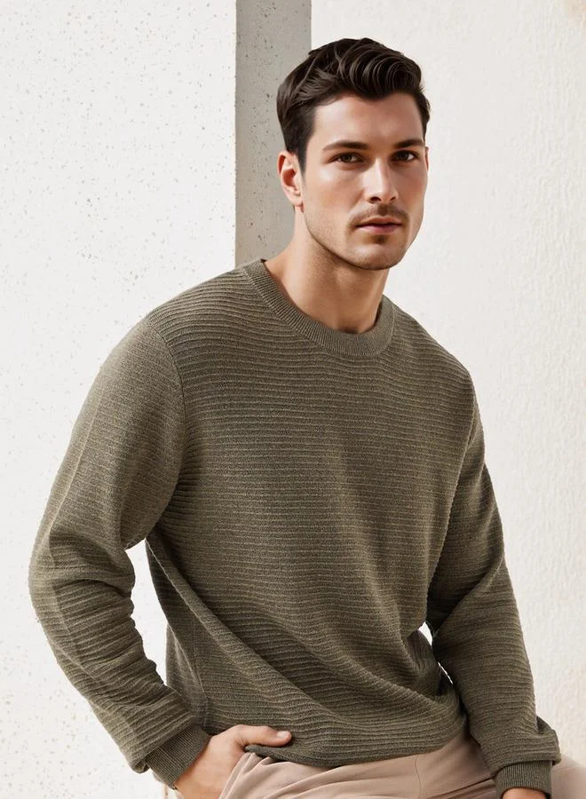 Splash FAV Textured Ottoman Sweater with Crew Neck