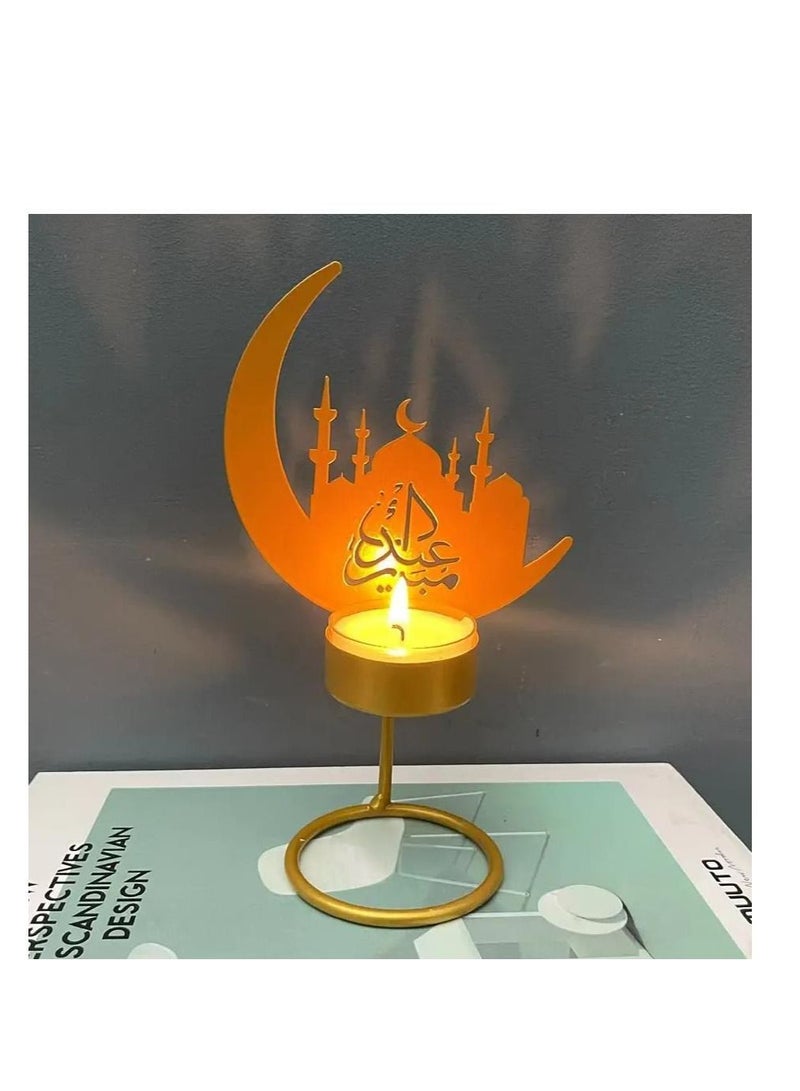 Y&D Ramadan Kareem Decorative Moon Shape Iron Candle Holder Eid Mubarak Candlestick Stand For Home Decorations - Image 1