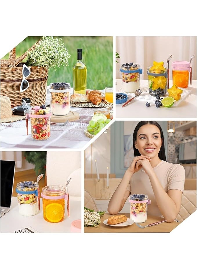 Arabest 6 Pack Overnight Oats Containers with Lids and Spoons, 16 oz Glass Mason Jars with Airtight Lids, Meal Prep Containers, Overnight Oats Jars for Milk, Cereal, Fruit - Image 4