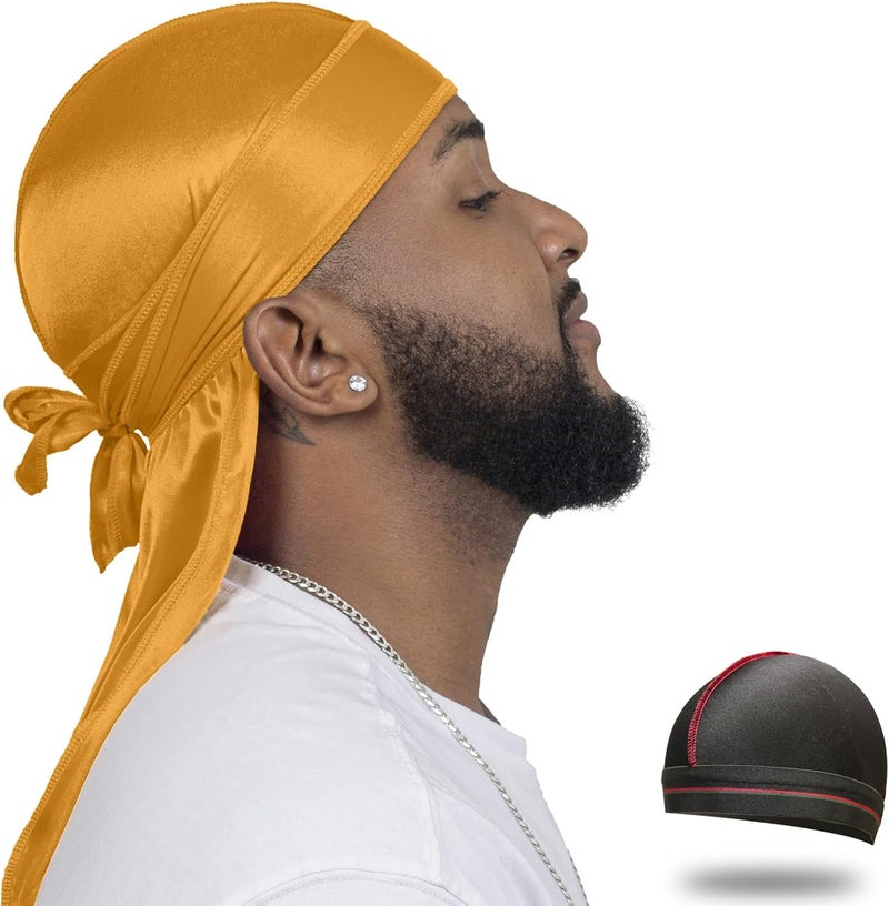 ForceWave Silky Durag for Men Wave Cap Satin Dorag for Men Women 360 Wave - Image 1