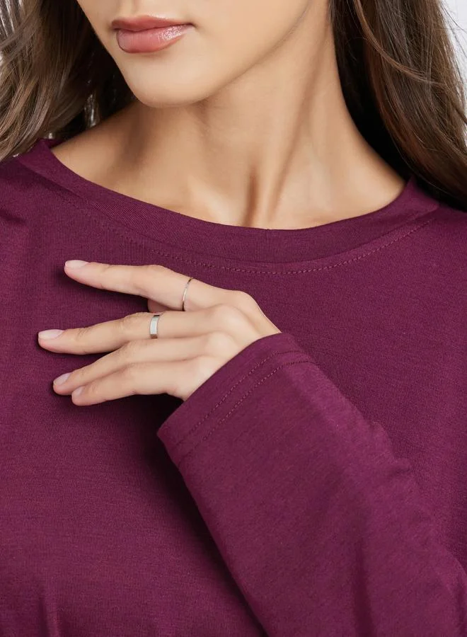 Styli Solid Round Neck Oversize T-Shirt