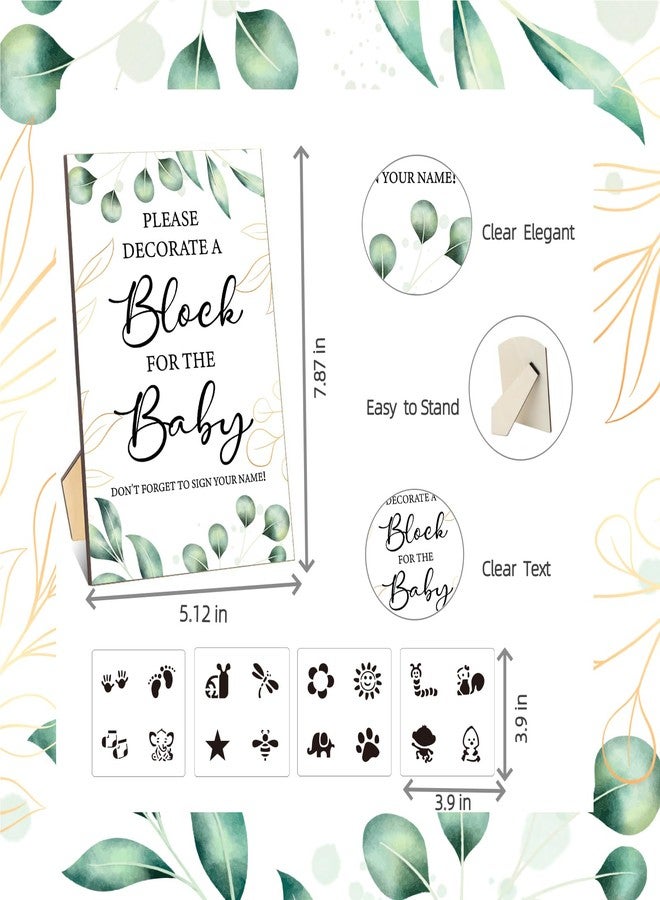 SytuHete 97 Pcs Baby Shower Game Sign Set Includes Decorative Square Signs 56 DIY Blank Wooden Blocks 20 Fabric Pens Baby Shower Game Prizes - Image 3
