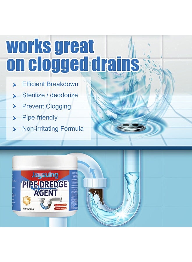 جايسوينغ وكيل تنظيف الأنابيب، منظف مجاري الحمام، حفار الأنابيب القوي، منظف مجاري حوض المطبخ، مزيل انسداد مجاري المنزل للمرحاض والمطبخ، تنظيف عميق وتأثير سريع، 200 جرام - Image 2