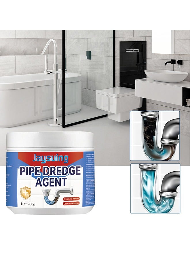 Jaysuing Pipe Dredge Agent, Bathroom Drain Cleaner, Powerful Pipe Excavator, Kitchen Sink Drain Cleaner, Home Sewer Toilet Kitchen Dredging Deodorant Clogged Channel Agent, Deep Cleaning And Quick Effect, 200G - Image 1