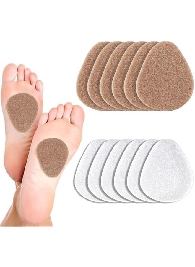 رينكس وسادات مشط القدم الملبدة، 12 قطعة من وسادات مشط القدم للنساء والرجال، وسادات دعم كرة القدم الأمامية ووسادات الأحذية ووسادات القدم لتخفيف الآلام (جلدية وبيضاء) - Image 1