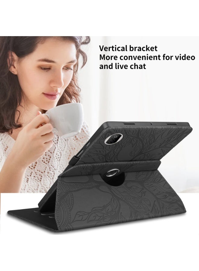 عام غطاء متوافق مع هونور باد X7 8.7 بوصة 2025: غلاف PU جلدي مع حامل دوار 360 درجة، نقش شجرة الحياة، غطاء واقٍ من الصدمات. - Image 4