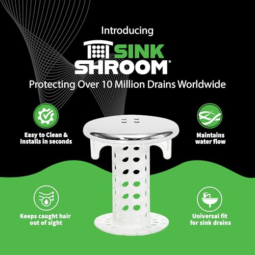 SinkShroom Revolutionary Bathroom Sink Drain Protector Hair Catcher, Strainer, Snare, Silicone , Brushed, Sinkshroom Chrome Edition, 1" -1.4" - Image 3