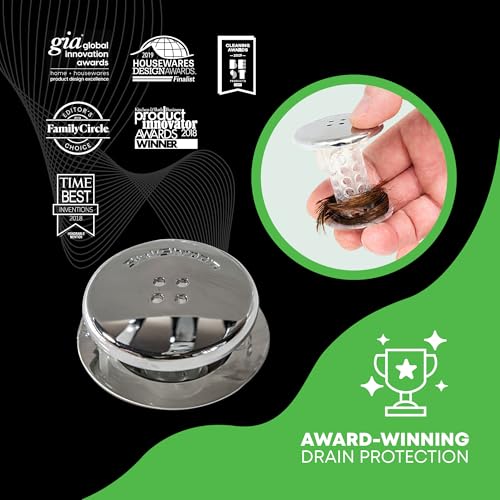 SinkShroom Revolutionary Bathroom Sink Drain Protector Hair Catcher, Strainer, Snare, Silicone , Brushed, Sinkshroom Chrome Edition, 1" -1.4" - Image 5