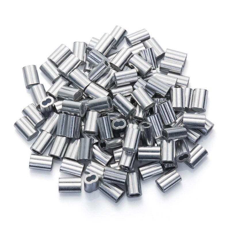 Petutu 1/16" Aluminum Crimping Loop Sleeve 200PCS, Cable Ferrule Wire Rope Sleeves Loops Sleeve - Image 1