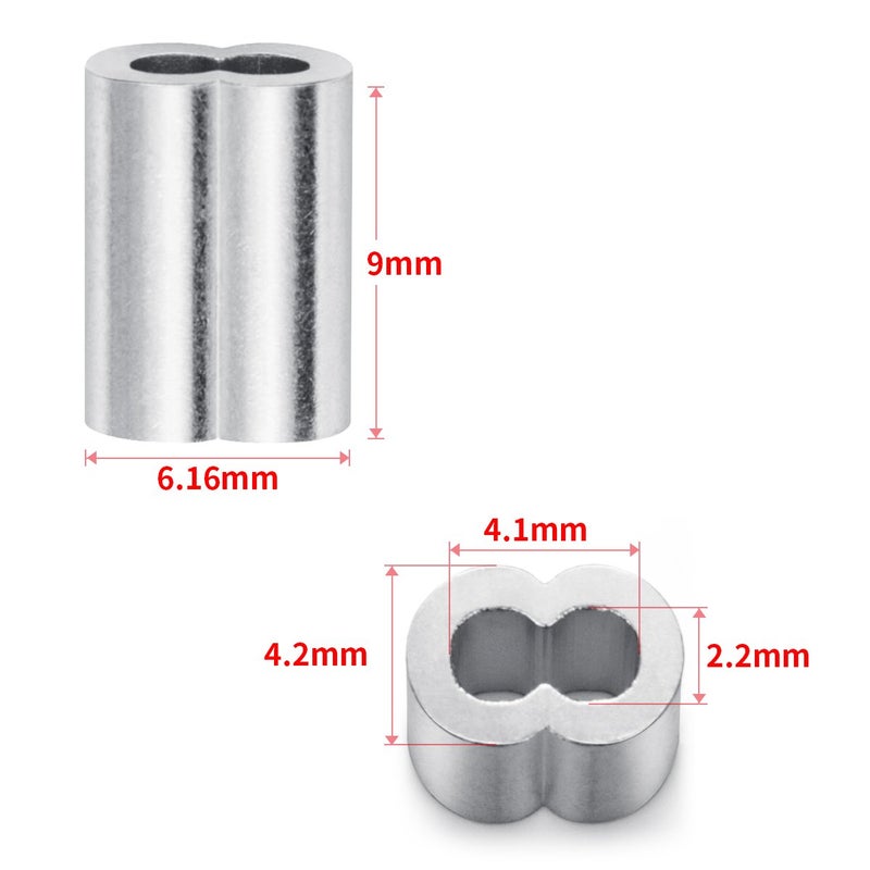 Petutu 1/16" Aluminum Crimping Loop Sleeve 200PCS, Cable Ferrule Wire Rope Sleeves Loops Sleeve - Image 2