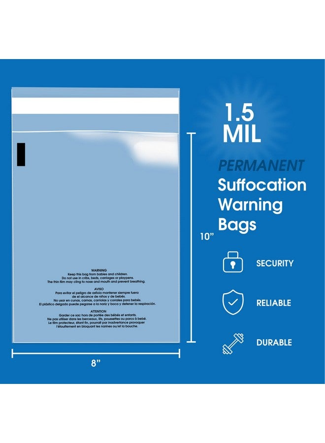 Spartan Industrial 8” X 10” (200 Count) Self Seal Clear Poly Bags With Suffocation Warning For Packaging Clothing And Fulfillment Permanent Adhesive - Image 2