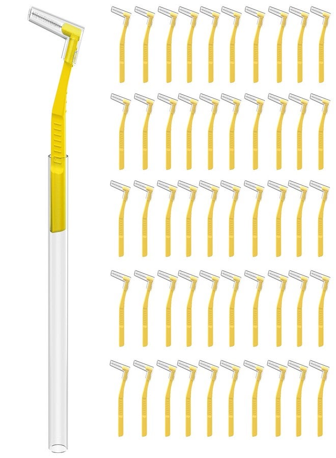 Fremouth 50 Count Angle Interdental Brushes with Extended Handle for Braces, Wide(1.0mm, L- Shaped Interproximal Floss for Dental Plaque Removal Health - Image 1