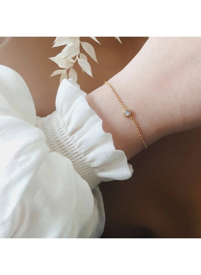 PALMONAS 18k Gold Tone Plated Solitary Spark Bracelet
 for Women - Image 4