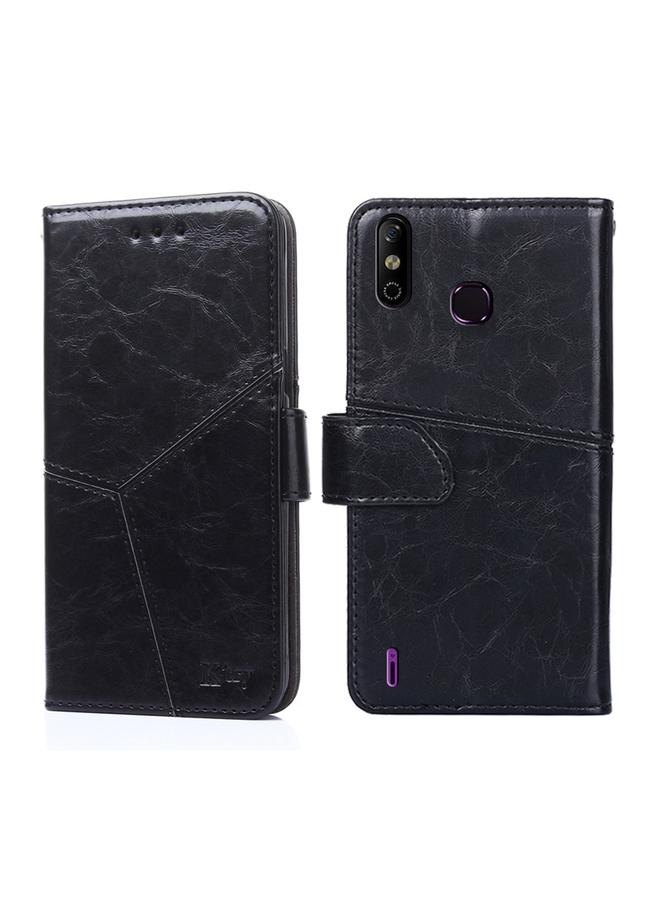 زبون جراب لهاتف Infinix Smart 4 X653 مصنوع من الجلد بتصميم هندسي أفقي قابل للطي - Image 1