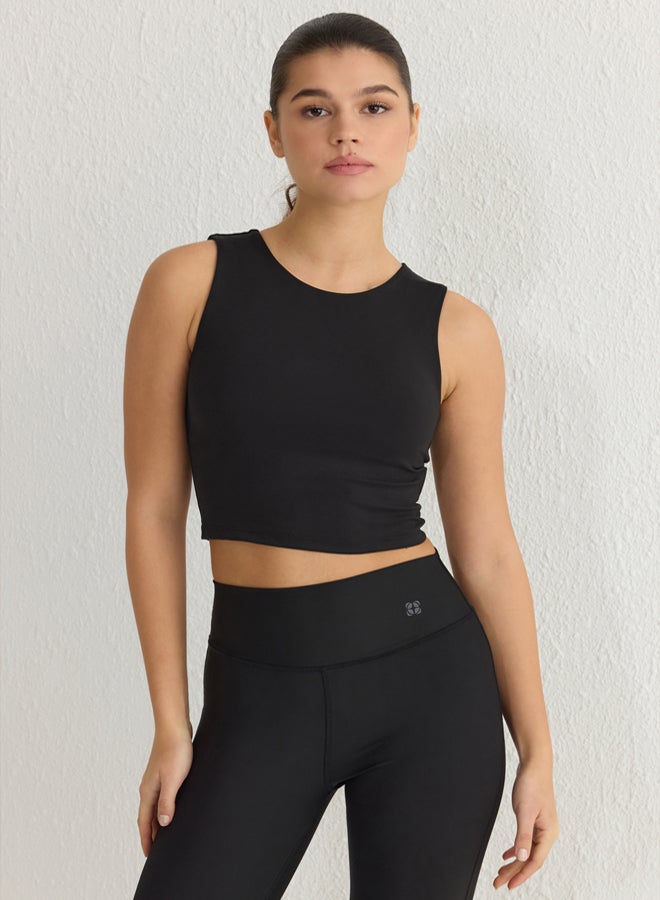 trendyol Black Brushed Soft Fabric 2 Layer Padded Sports Bra Knitted Top/Blouse - Image 2