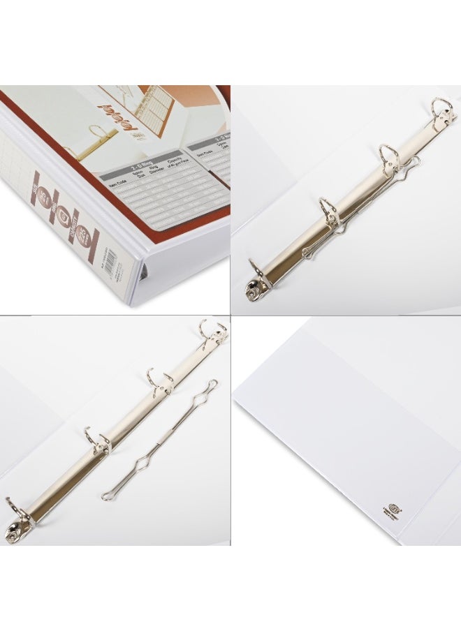 FIS Presentation Binder, A4 Size(210x297mm), 4[D]Ring Type, 25mm Ring Size, 1.50" Inches Spine with Clear PVC Pocket For Easy Insert Your Label Design, Packet of 2 Pieces, White Color-FSBD425DPB/2  - Image 2
