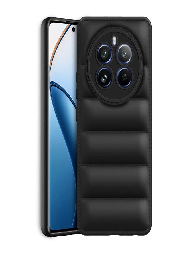 Plus Thermoplastic Polyurethane Puffer Case Camera Protection Soft Back Cover for Realme 12 Pro / 12 Proplus 5G / Realme P1 Pro 5G - Black - Image 1