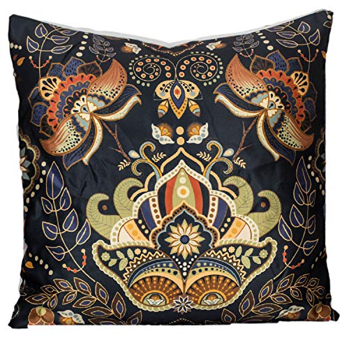 Vendola Multicolor Microfiber Satin 250TC Cushion Pillow Covers, Multicolor, Set of 5(Mughal,24x24 Inches) - Image 3