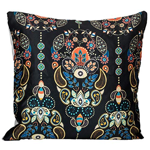 Vendola Multicolor Microfiber Satin 250TC Cushion Pillow Covers, Multicolor, Set of 5(Mughal,24x24 Inches) - Image 4