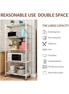 SKY-TOUCH Foldable Storage Shelves 5 Tier, Storage Racks Kitchen Cabinet, Shelf Storage Multipurpose Rack for Living Room Bedroom Kitchen Garage Easy Assembly White 5-shelf  - Image 2
