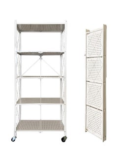 SKY-TOUCH Foldable Storage Shelves 5 Tier, Storage Racks Kitchen Cabinet, Shelf Storage Multipurpose Rack for Living Room Bedroom Kitchen Garage Easy Assembly White 5-shelf  - Image 1