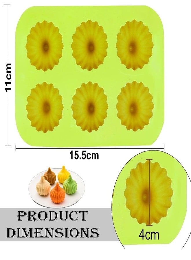 Skytail 6 Cavity Modak Silicone Mould & 4Pc Plastic Sancha Modak Maker Press Mold for Ganpati Bappa Ganesh Chaturti Festival Decoration Chocolate Filling Sweets Cake Dessert Cupcake - Image 3