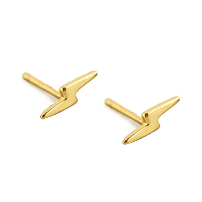 Dtja Sterling Silver Lightning Bolt Tiny Stud Earrings for Women Men Hypoallergenic Ear Minimalist Polished Mini Flash Thunder Button Tragus Post Pin Body Jewelry (8.5mm Yellow) - Image 5