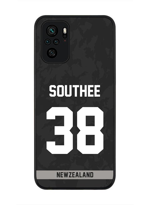 Rugged Black Edge Case for Redmi Note 10S / Redmi Note 10 4G, Slim fit Soft Case Flexible thin Cover - Player Name - Tim Southee, Jersey Number- 38