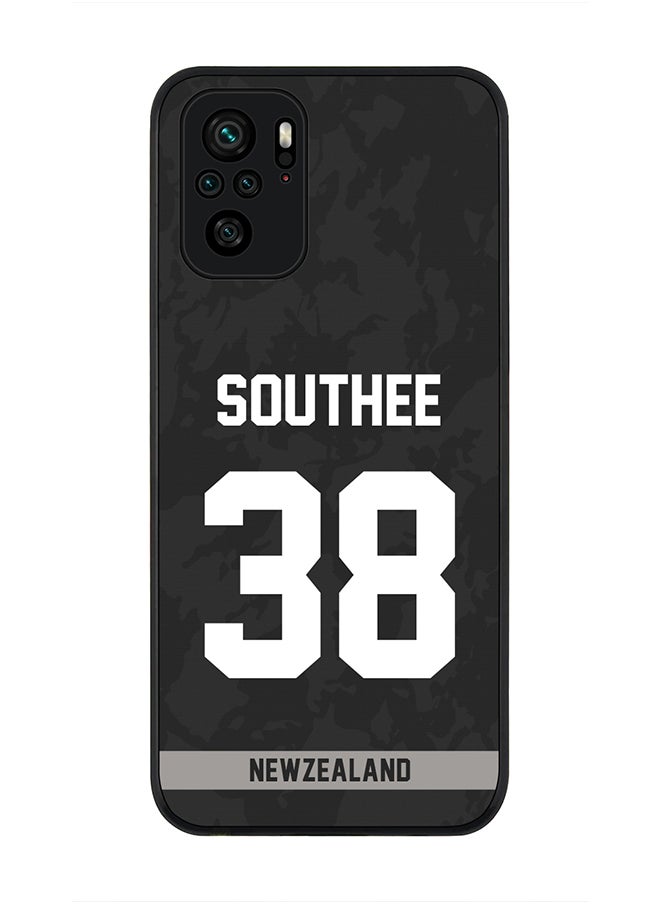 Stylizedd - Rugged Black Edge Case for Redmi Note 10S / Redmi Note 10 4G, Slim fit Soft Case Flexible thin Cover - Player Name - Tim Southee, Jersey Number- 38 - Image 1