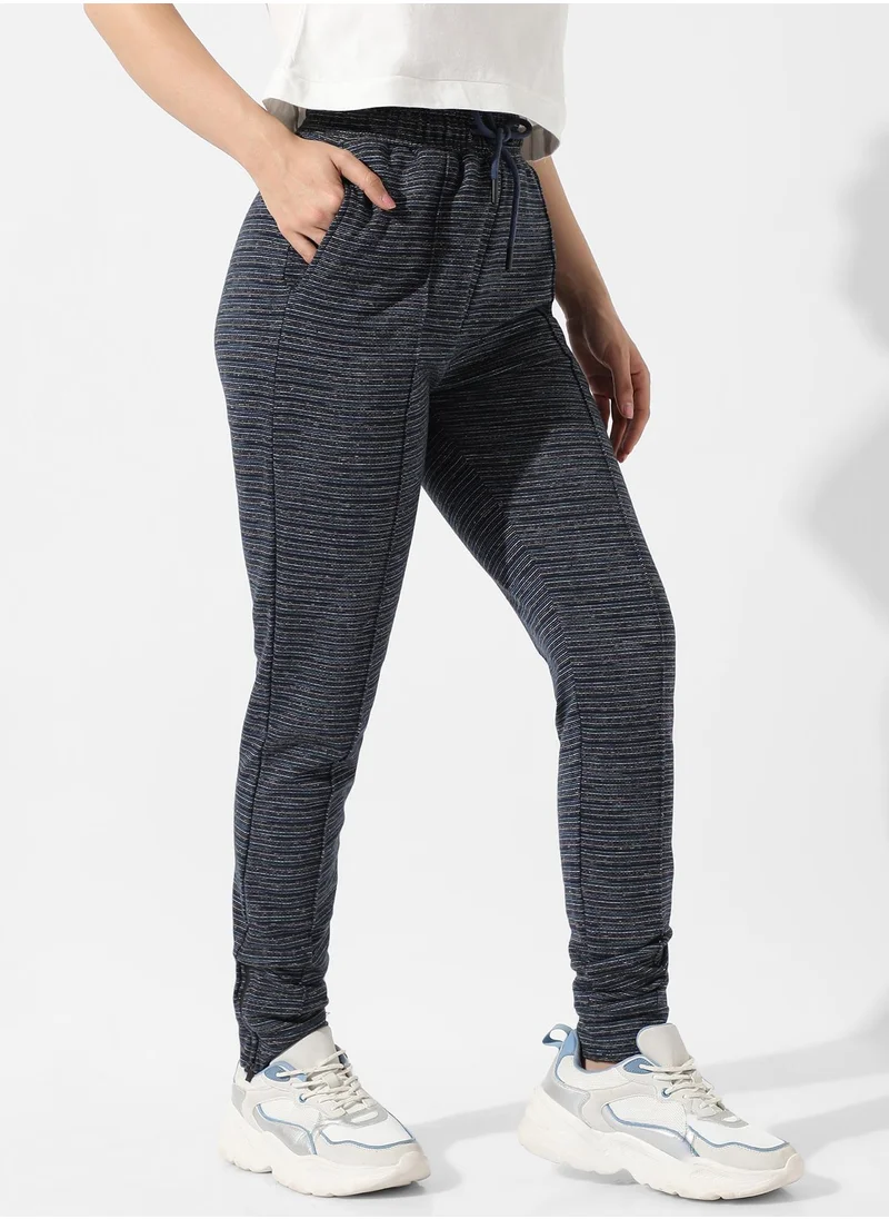 Campus Sutra Women's Grey Striped Trackpants