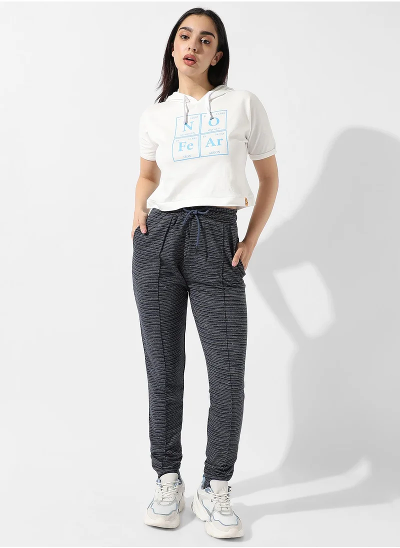 Campus Sutra Women's Grey Striped Trackpants
