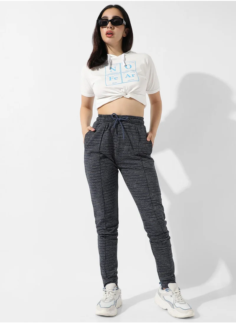 Campus Sutra Women's Grey Striped Trackpants