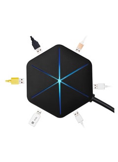 Y&D USB Hub, 6-Port 2.0 Hub Extension Cable Blue LEDs Extra Ports, Safety Circuit Fit for Laptop Computer Desktop, PC, PS4, DELL, HP, Mac, Lenovo, Supports Various Different Interfaces  - Image 2