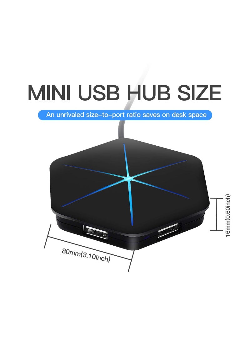 Y&D - USB Hub, 6-Port 2.0 Hub Extension Cable Blue LEDs Extra Ports, Safety Circuit Fit for Laptop Computer Desktop, PC, PS4, DELL, HP, Mac, Lenovo, Supports Various Different Interfaces - Image 1