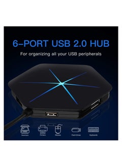 Y&D USB Hub, 6-Port 2.0 Hub Extension Cable Blue LEDs Extra Ports, Safety Circuit Fit for Laptop Computer Desktop, PC, PS4, DELL, HP, Mac, Lenovo, Supports Various Different Interfaces  - Image 4