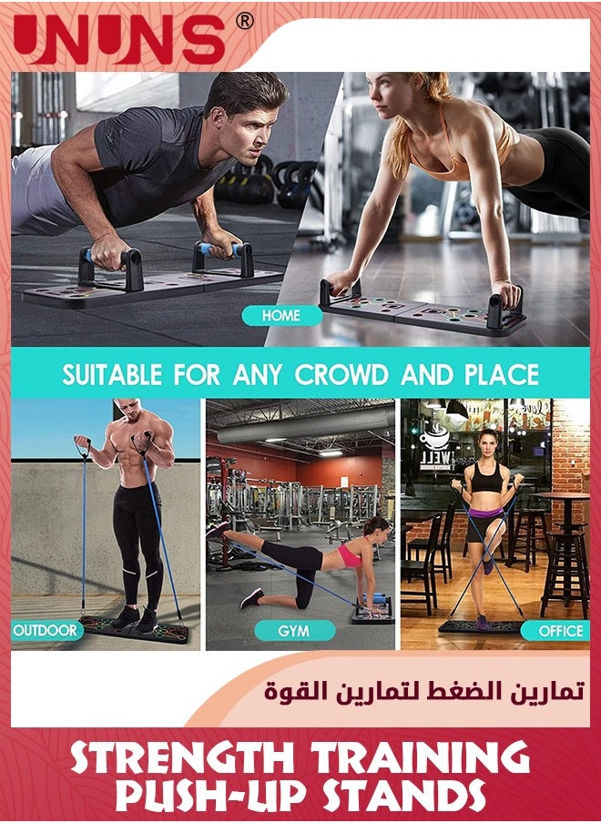 UNUNS Push Up Board,Multi-Function Foldable Push Up Bar With Pull Up Bar Handles,Foldable Portable Gym Strength Training Equipment For Men Women,Floor Exercise Push Up Handles For Workout  - Image 5