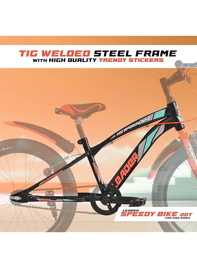 ليدر دراجة سبيدي بايك ٢٠ طن للأطفال من ٦ إلى ٩ سنوات (أسود/برتقالي) | مقاس الإطار ١٢ بوصة | دراجة للجنسين - Image 3