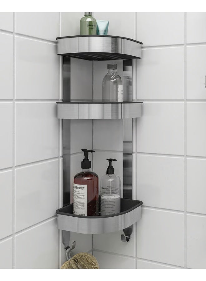 أيكيا حامل دش لاصق، منظمات حمام من الفولاذ المقاوم للصدأ بسعة كبيرة، أرفف بدون حفر لتخزين الحمام والديكور المنزلي، وحدة رفوف حائط زاوية، من الفولاذ المقاوم للصدأ، 19 × 58 سم - Image 1